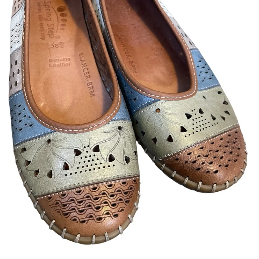 Spring Step Elancer Leather Ballerina Shoes EU 38